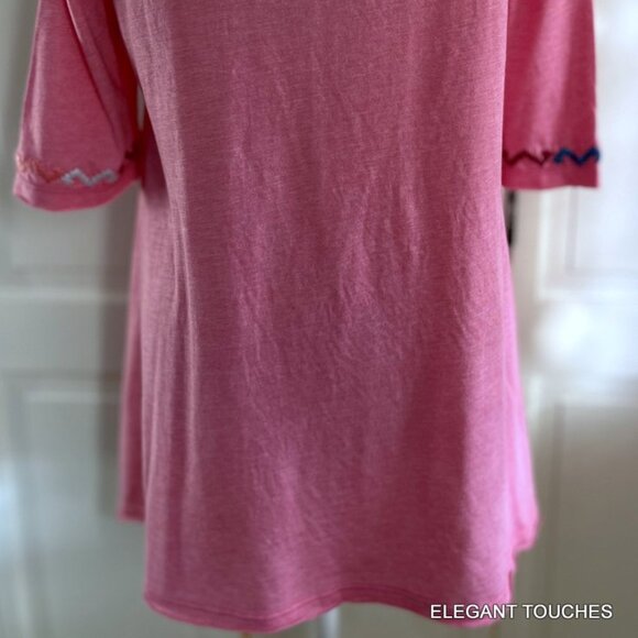 Johnny Was JWLA Pink Embroidered Round Neck Blouse Boho Top S - Picture 10 of 11